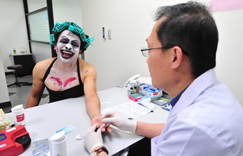People dress up to donate blood during Halloween in Bangkok, Thailand