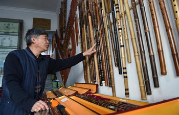 Pic story: inheritor makes traditional Yuping bamboo flute in China's Guizhou
