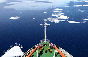 China's research icebreaker Xuelong sails at Prydz Bay in Antarctica