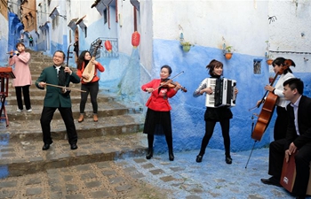 Artists from China's Chongqing present flash mob to celebrate Spring Festival in Morocco