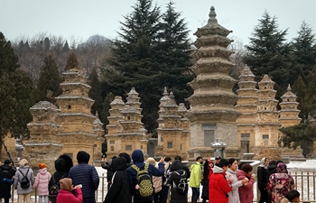 Tourists visit Shaolin Temple in China's Henan during Spring Festival holiday