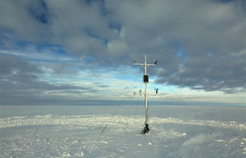 Members of China's Antarctic expedition team install automatic meteorological station