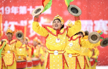 Drum teams from Shijiazhuang perform to celebrate Chinese New Year