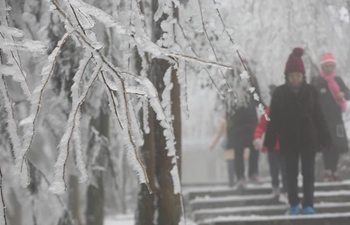 Snow-covered Huangshizhai Scenic Area in Zhangjiajie, C China