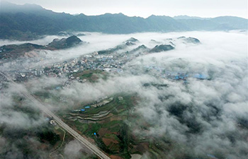 Scenery of advection fog in Danzhai County, SW China