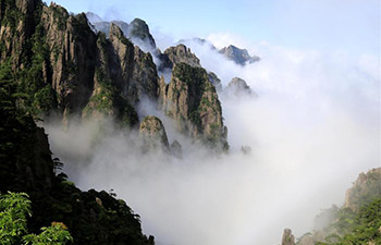 Clouds seen after rain on Huangshan Mountain in China's Anhui