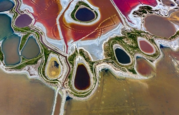 Aerial view of salt lake in Yuncheng, north China's Shanxi