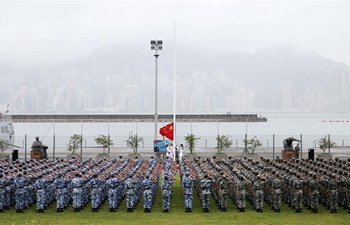 PLA garrison in Hong Kong holds national flag-raising ceremonies