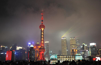 Light show presented during National Day holiday in Shanghai