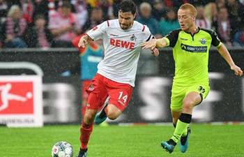 FC Cologne compete with SC Paderborn 07 at Bundesliga match