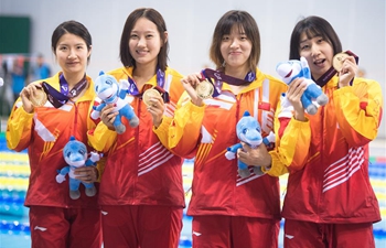Team China win women's 4x25m manikin relay of lifesaving at Military World Game