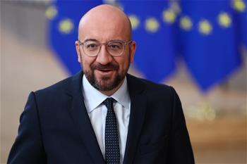 New president of European Council speaks to media in Brussels, Belgium