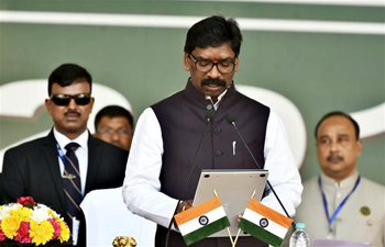 India's Soren takes oath during swearing in ceremony in Ranchi, Jharkhand