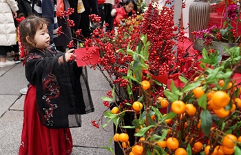 Historic street of SanfangQixiang in Fuzhou adorned with decorations to greet Spring Festival