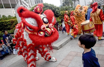 Lion dance performance held in Jakarta to celebrate Chinese Lunar New Year