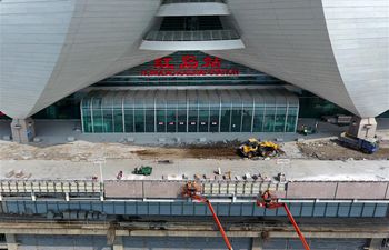 Hongdao Railway Station under construction in Qingdao