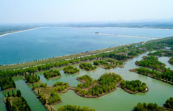 Aerial view of Jixi national wetland park in Jinan, E China