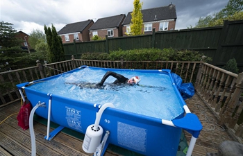 British triathlete trains at home because of coronavirus lockdown