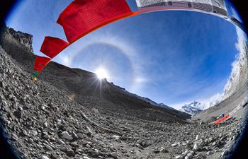 In pics: solar halo over base camp of Mount Qomolangma in Tibet