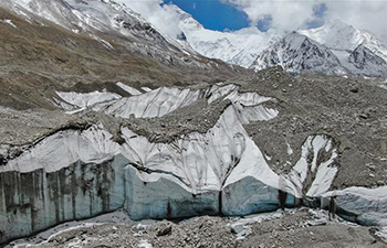 Scenery of central Rongbuk Glacier at foot of Mount Qomolangma
