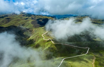 Aerial view of plateau highway in Sichuan