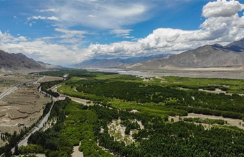 Scenery along Yarlung Zangbo River in Shannan, Tibet