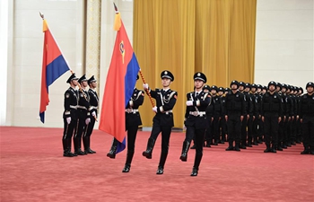 Ceremony to confer flag on China's police force held in Beijing