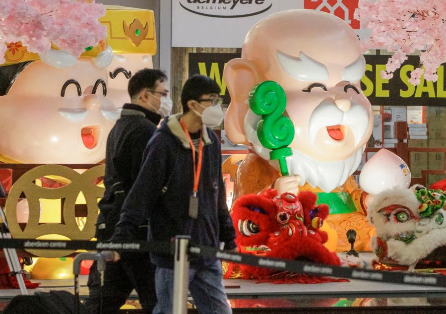 Chinese Lunar New Year decorations seen in Richmond, Canada