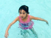 森碟认真学游泳呆萌可爱