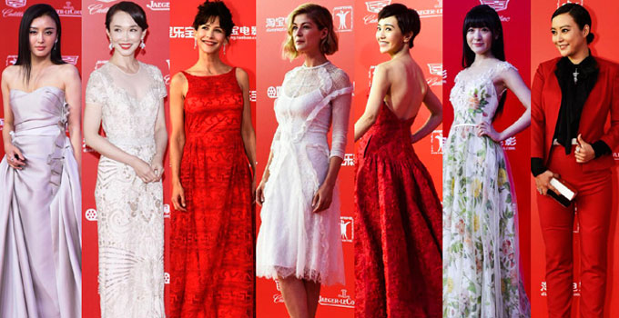 上影节闭幕红毯女星美艳 玛索红裙pk郭采洁