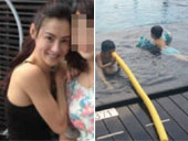 张柏芝带两子游泳 调皮可爱