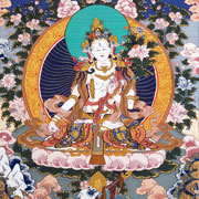 唐卡彩地缂丝白度母