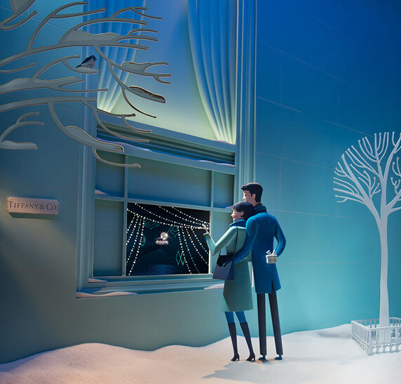 1940年10月21日，誉满全球的蒂芙尼位于纽约第57街与第五大道路口的旗舰店正式开业迎宾。今年，蒂芙尼纽约第五大道旗舰店一年一度的圣诞主题橱窗真爱满盈&hellip;这些经典场景都由Lab Partners一手打造。插画所呈现出来的风趣格调最终将立体展现在蒂芙尼全球各地的专卖店橱窗中。