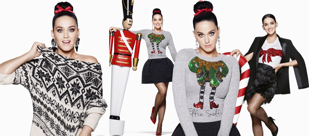 既Lady Gaga之後水果姐Katy Perry成為了H&M 2015聖誕假日係列廣告大片的新代言人，甜甜的Katy Perry搭配H&M濃重聖誕感的新款服飾，簡直就是配一臉!