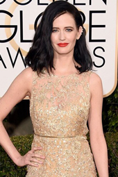 爱娃格林金裙亮相红毯