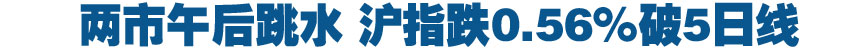 快讯：两市午后跳水 沪指跌0.56%破5日线