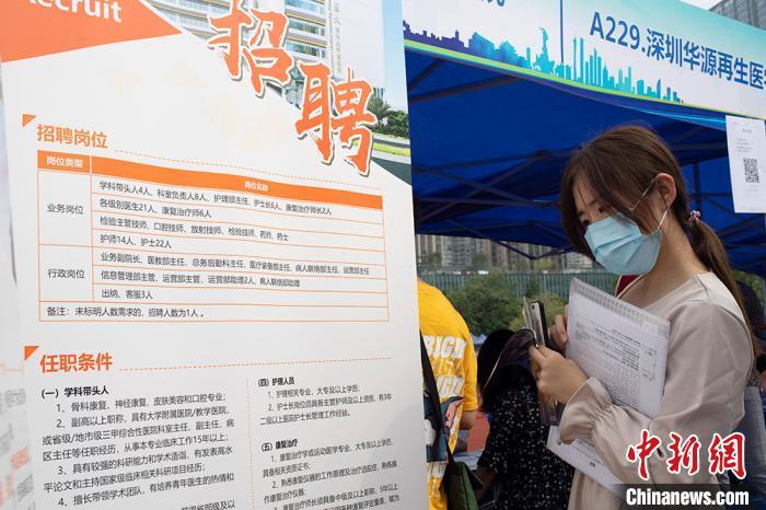 资料图:求职者正在看招聘公告。 陈楚红 摄