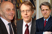 2013年诺贝尔经济学奖获得者：美国经济学家尤金·法马、拉尔斯·彼得·汉森和罗伯特·席勒