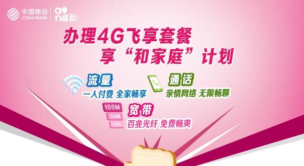 办理4G飞享套餐 享&ldquo;和家庭&rdquo;计划！