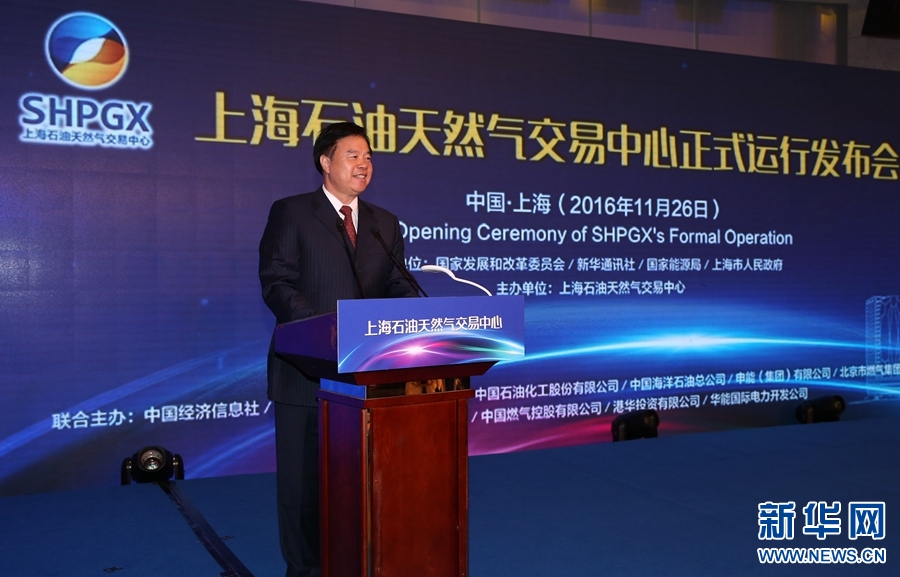 11月26日，中国石油天然气集团公司董事长王宜林在正式运行发布会上致辞。新华社记者裴鑫摄