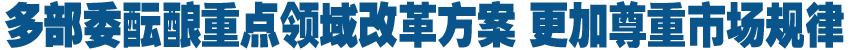 多部委酝酿重点领域改革方案 更加尊重市场规律