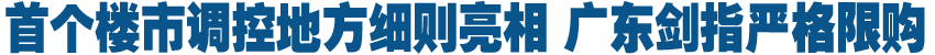 首个楼市调控地方细则亮相 广东剑指严格限购