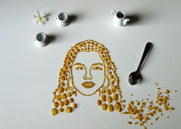 美艺术家用玉米片拼出生动肖像画【图】