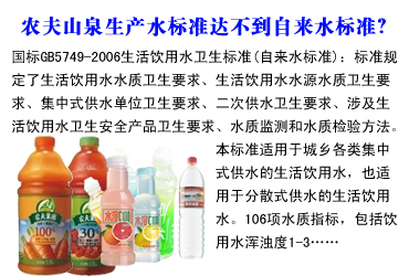 信用危机之二:水标准疑云 生产标准不及自来水?