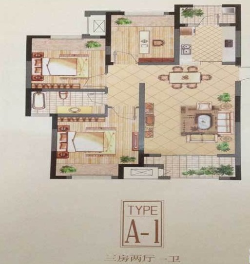 天润城88㎡A2户型图