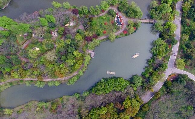 天空之眼瞰“五彩春色图”美如画卷