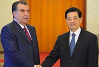 胡锦涛举行仪式欢迎塔吉克斯坦总统访华