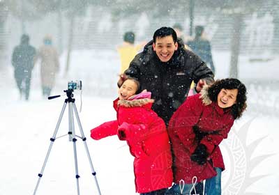 雪中全家福