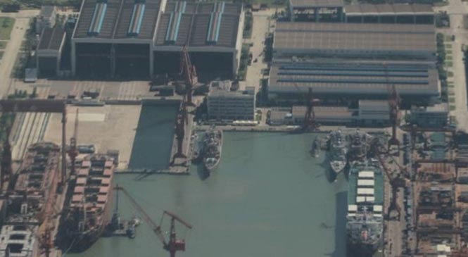 網友航拍我國最強驅逐艦制造廠
