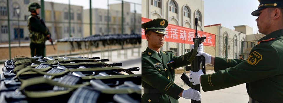 新疆边防机动部队大批授枪 誓保边境安全稳定